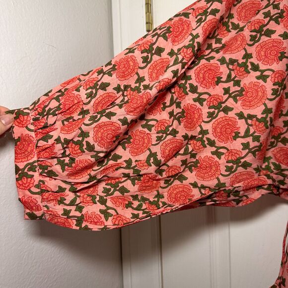 House of Sundar Maya Midi Dress Saffron Sun Women’s XS Pink Boho Floral EUC - Picture 7 of 8